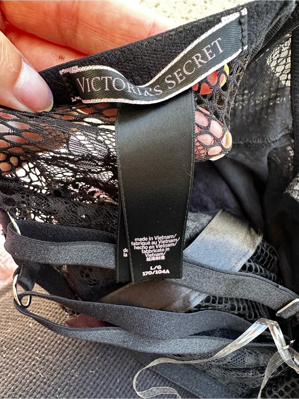 VICTORIA'S SECRET Faux Leather & Fishnet Corset Dress in Black sz large - Picture 5 of 5